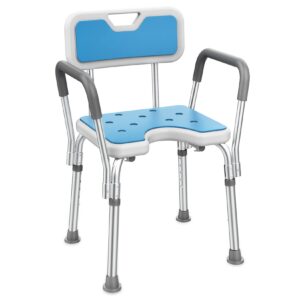 shower chair bath seat for inside bathtub with arms and back tub bathroom stool for seniors handicap elderly and disabled, supports up to 330 lbs