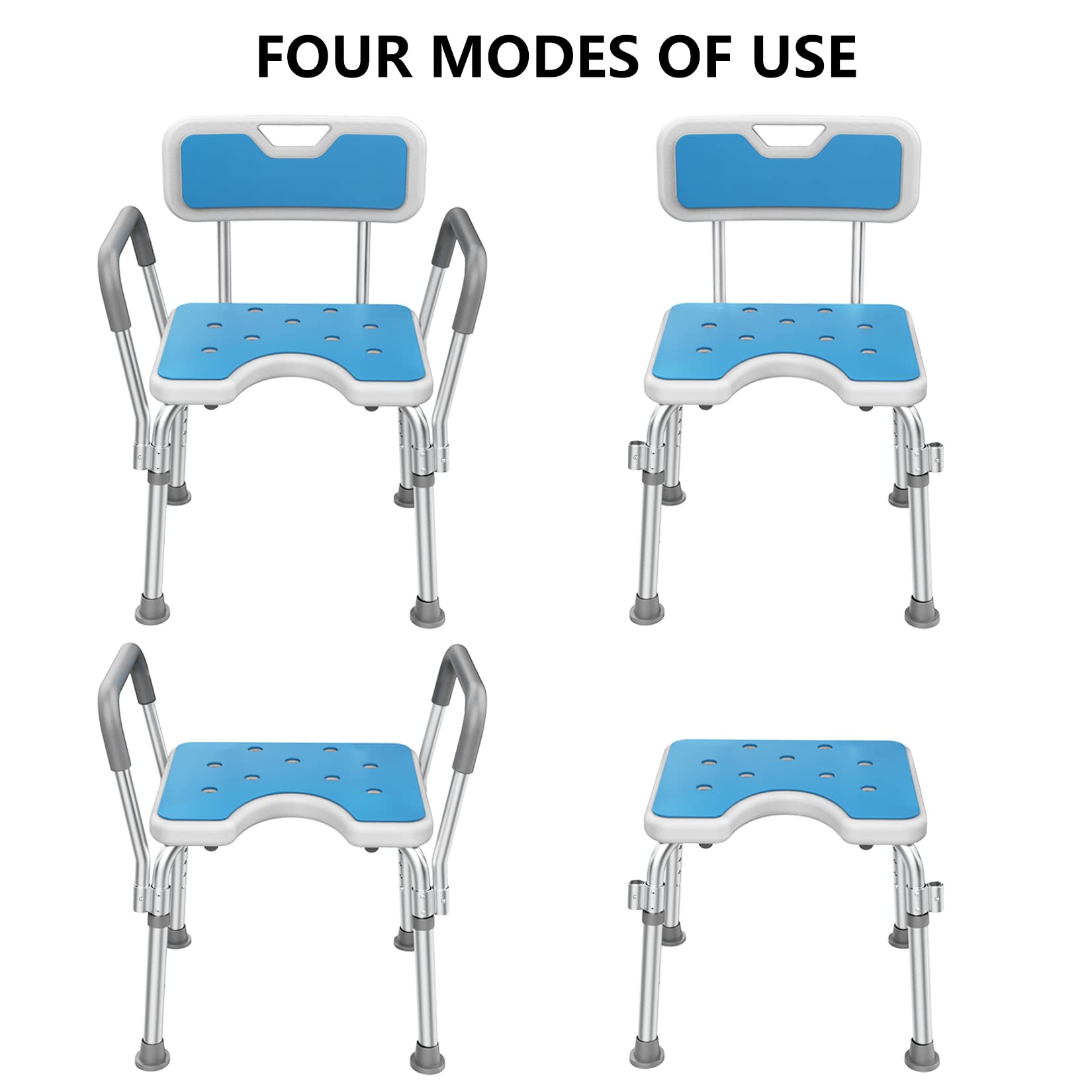 Shower Chair Bath Seat for Inside Bathtub with Arms and Back Tub Bathroom Stool for Seniors Handicap Elderly and Disabled, Supports up to 330 lbs