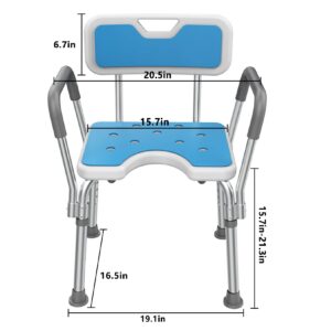 Shower Chair Bath Seat for Inside Bathtub with Arms and Back Tub Bathroom Stool for Seniors Handicap Elderly and Disabled, Supports up to 330 lbs