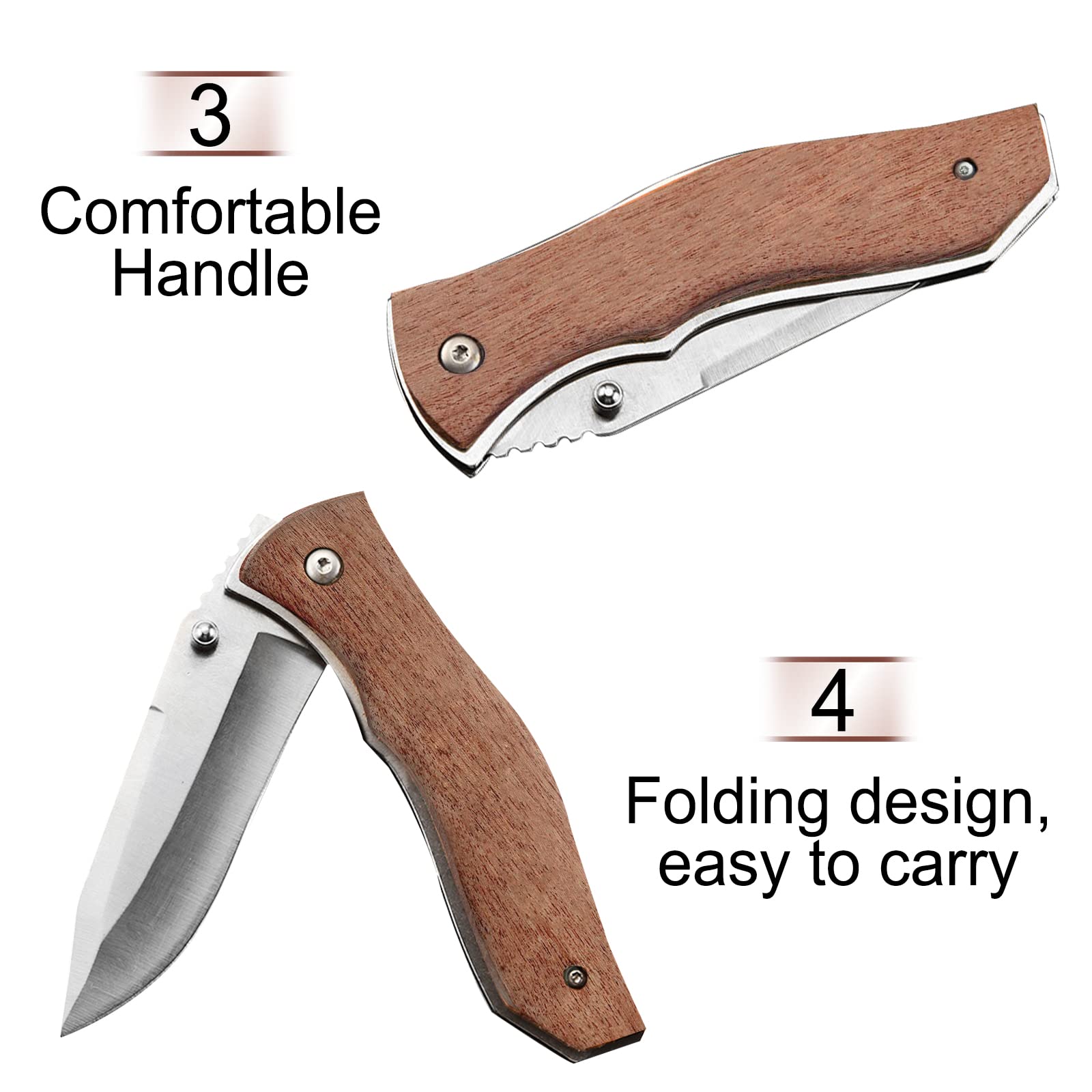 Backquik Personalized Pocket Knife for Men, Custom Folding Pocket Knife Customized Engraved Wood Handle Fishing Knives Name Pocket Knife Gift for Dad,Women,Boyfriend