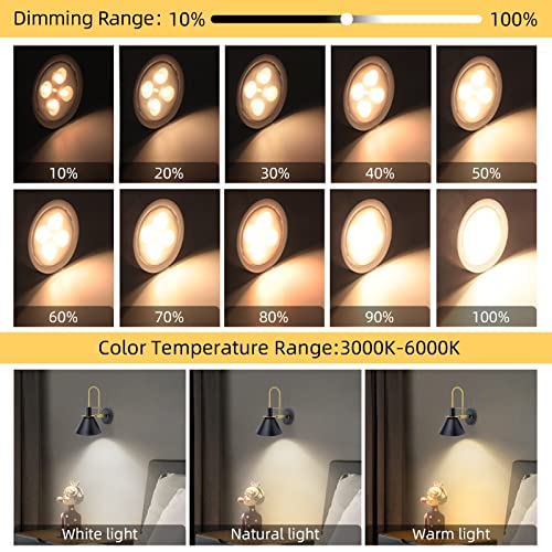 KELUOLY Battery Operated Light Bulbs Sets of 2, LED Puck Lights with Remote Control, AA Battery Bulb with Memory Function, dimmable E26 Screw in Type for Non Electric Pendant Light and Wall Sconce