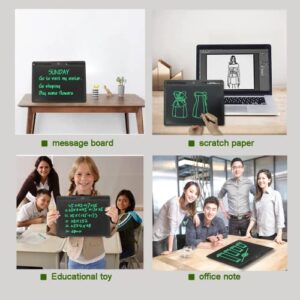 Large LCD Writing Tablet 16 Inch Screen 4 Adult & Kid, Standalone Electronic Graphic Drawing & Doodle Pad No Computer Needed, Erasable Message Board w 2 Styluses, (Black Case, Green Writing Color)