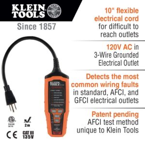 Klein Tools Outlet Tester + Carrying Case for Testers and Multimeters