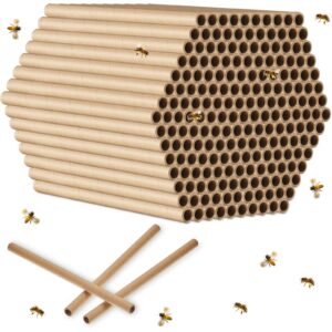 gueevin 400 pcs mason beehive tubes 6 inch long cardboard beehive nesting tubes nesting paper inserts for outdoor beekeeper's garden house hotel condo beehive nest