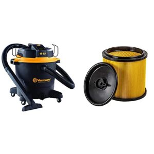 vacmaster professional - professional wet/dry vac, 16 gallon, beast series, 6.5 hp 2-1/2" hose (vjh1612pf0201), black & standard cartridge filter & retainer for use with 5 to 16 gallon wet/dry vacs