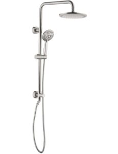 bright showers rain system including 9 inch rainfall shower head and handheld with height adjustable holder, solid brass rail and 60 inch long stainless steel shower hose