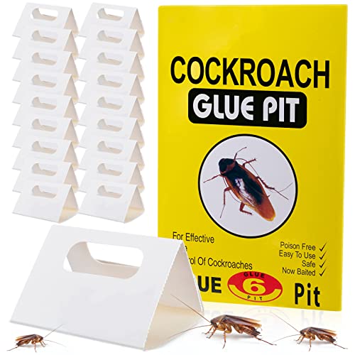 180 Count Cockroach Glue Traps Spider Scorpion Insect Trap Adhesive Long-Lasting Printing Design Sticky Traps Foldable, 8.6'' x 5.5'' (Yellow)