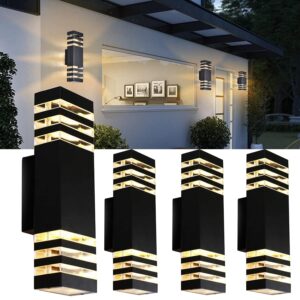 tuord 4pack 15inch outdoor led wall lights,4000k day white outdoor 18w wall light aluminum body waterproof ip65 led porch light for house patio garage garden.
