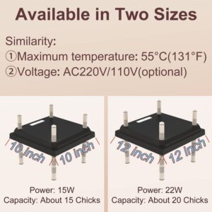 Tnarru (12'' x 12'') Chick Brooder Heating Plate, Brooder Heater for Chicks, Heat Plate with Adjustable Height and Angle for Chicken and Ducklings, Warms Up to 20 Chicks - 22 Watts