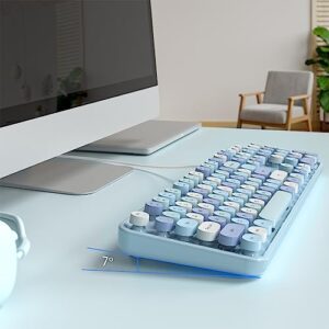 Meidosa Wired Computer Keyboard, Blue Colorful Typewriter Keyboards, Round Key Full Size Keyboard, Plug and Play USB Keyboard for PC, Laptop, Desktop, Windows