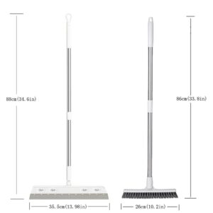 Floor Scrub Brush, Bathroom Kitchen Crevice Squeegee, Multifunction Magic Broom, Adjustable Detachable Indoor Broom Sweeper, Washable Scraping Brooms for Tile Windows Pet Hair Remover (2 Pack)