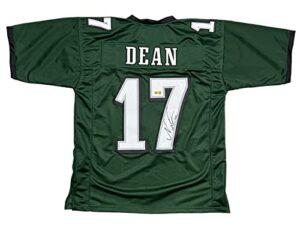 nakobe dean philadelphia eagles signed autograph custom jersey green jsa certified