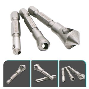 DOITOOL 3pcs Kit Slot Countersink Bit Deburring Tools Cutters Carpentry Wood Practical Chamfer Bits Steel Chamfering for Heads Tool Hole Metal Precision Opener Single-end Drill