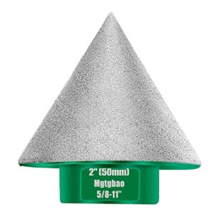 mgtgbao 50mm green diamond beveling chamfer bit, 2" diamond countersink drill bits with 5/8-11 inch thread for enlarging, polishing and bevelling granite marble tiles the exsit holes enlarging