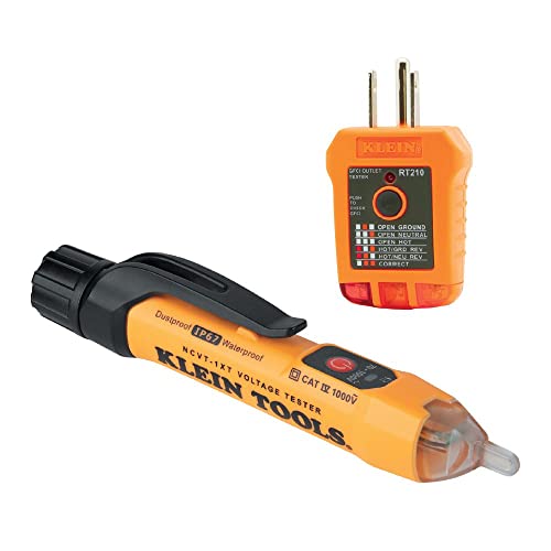 Klein Tools NCVT1XTKIT Non-Contact Voltage Detector Pen and GFCI Outlet Premium Test Kit, 70V to 1000V AC, Detects Common Wiring Problems