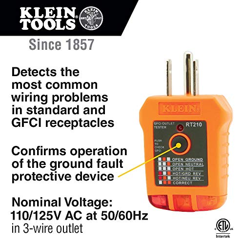 Klein Tools NCVT1XTKIT Non-Contact Voltage Detector Pen and GFCI Outlet Premium Test Kit, 70V to 1000V AC, Detects Common Wiring Problems