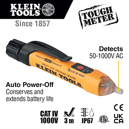 Klein Tools NCVT1XTKIT Non-Contact Voltage Detector Pen and GFCI Outlet Premium Test Kit, 70V to 1000V AC, Detects Common Wiring Problems