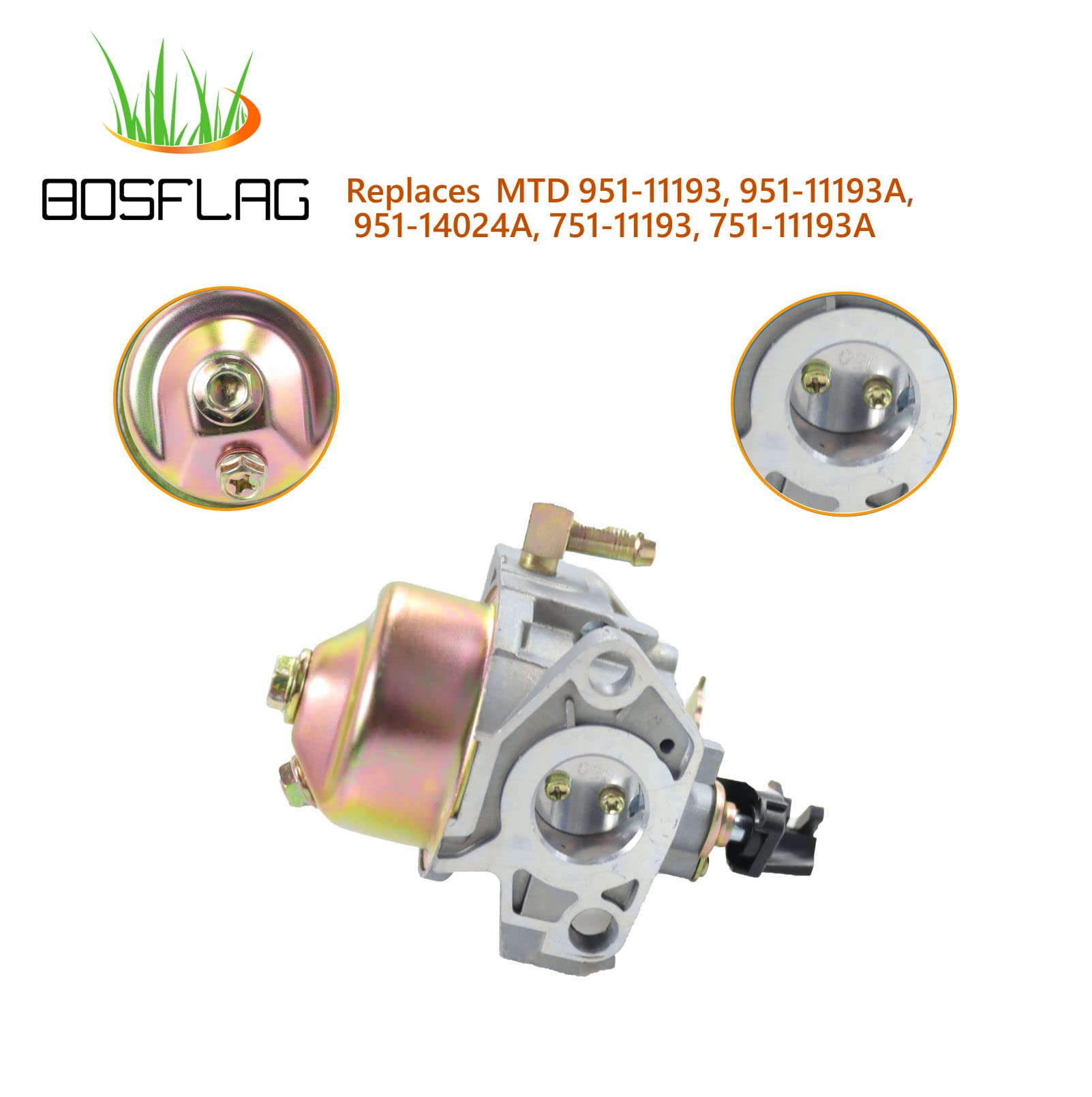 BOSFLAG 951-14024a Carburetor Replaces MTD 951-11193, 951-11193A, 751-11193, 751-11193A for Troy-Bilt 478-SU, 478-SUA, 478-SUB, Storm 2840, 2890, MTD MP28, Cub Cadet 526SWE, 528SWE, 728TDE Snowblowers