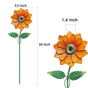 YEAHOME Garden Decor for Outside, 4 Pack 20'' Flower Garden Stakes for Spring Decor, Metal Flowers with Shaking Head Yard Art for Outdoor Lawn Patio Pathway Decorations