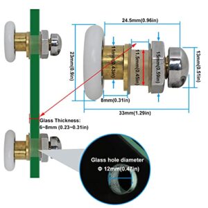 AWEN 4PCS x Shower Door Rollers,Roller Diameter 23mm for The Bathroom Glass Sliding Door Pulleys/Runners/Wheels,Strong Load-Bearing Capacity, Ultra-Quiet Shower Glass Door Rollers Replacement