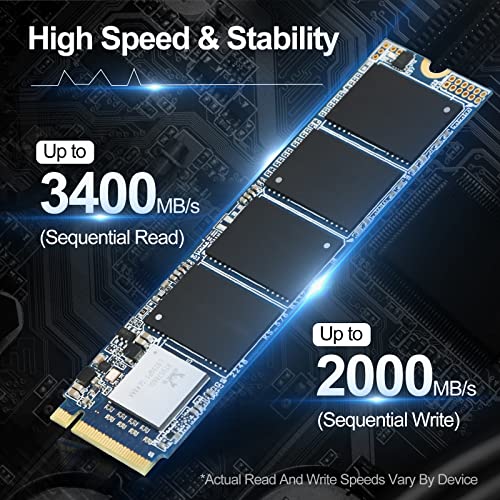 BUANIIH SSD 1TB PCle 3.0x4, NVME M.2 2280, Internal Solid State Drive,Storage and Memory Expansion for Gaming,Speeds of up-to 3400MB/s