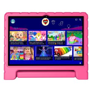 vneimqn kids tablet, 10.1" android 12 go toddler tablet for kids, 32gb 12 hours battery wifi children learning tablet, 10 inch 1280 * 800 hd ips, kidoz parental control