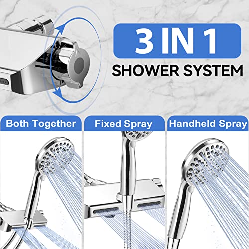 Surpzon Filtered Shower Head with Handheld Combo，Dual 2-in-1 Spa System with Massage and 9 Spray Settings Shower Head，High Pressure ，Buit in Power Wash Mode (Chrome）