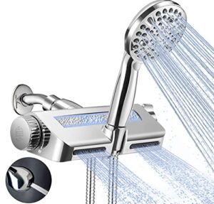 surpzon filtered shower head with handheld combo，dual 2-in-1 spa system with massage and 9 spray settings shower head，high pressure ，buit in power wash mode (chrome）