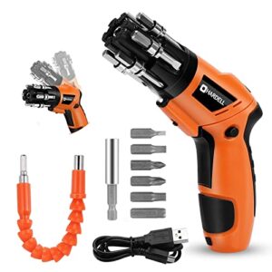 hardell electric screwdriver cordless, 3.6v rechargeable power screwdriver with rear flashlight, 6 in 1 electric screwdriver set for assembly furniture, 1.5ah li-ion battery screwdriver, 3.5 n.m