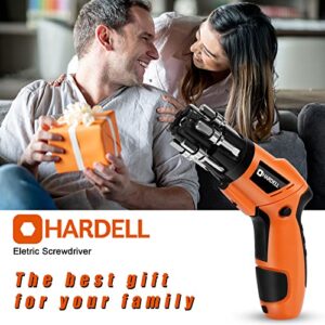 HARDELL Electric Screwdriver Cordless, 3.6V Rechargeable Power Screwdriver With Rear Flashlight, 6 In 1 Electric Screwdriver Set For Assembly Furniture, 1.5Ah Li-Ion Battery Screwdriver, 3.5 N.m