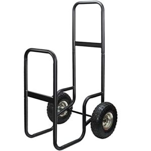 VEVOR Firewood Cart, 220 lbs Weight Capacity, Wood Carrier with Wheels, Binding Rope and Water-proof Tarp, Utility Log Rack for Storage or Move, Dolly Hauler for Indoor and Outdoor Fireplace, Black