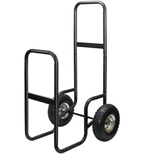 VEVOR Firewood Cart, 220 lbs Weight Capacity, Wood Carrier with Wheels, Binding Rope and Water-proof Tarp, Utility Log Rack for Storage and Move, Dolly Hauler for Indoor and Outdoor Fireplace, Black