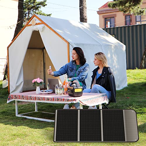 Shawllar 100 Watt Portable Solar Panel for Camping, Waterproof Foldable Solar Panels with USB Output for Sports, Solar Panel Chargers for Jackery Explorer/Bluetti/Ecoflow/Anker/Goal Zero Power Station