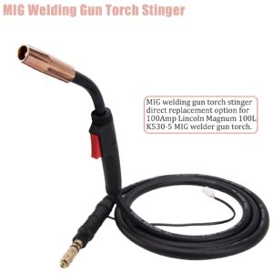 MIG Welding Gun Torch Stinger 100Amp 10ft for Lincoln Magnum 100L K530-5 Replacement Mig Welding Gun Torch with 10PCS Mig Welding Contact Tips