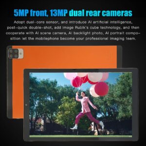 10.1in Tablet, PC Tablet for 11.0 6GB 128GB 2.4G 5G WiFi, 1920x1080 IPS Front 5MP Rear 13MP Calling Tablet 100‑240V Orange