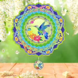 Hummingbird Wind Spinners for Yard and Garden,3D Wind Spinner, 12 inch Metal Wind Sculpture Stainless Steel Wind Catchers for Outdoor Indoor Crafts Ornaments Decoration Gifts(Hummingbird)