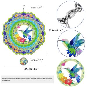 Hummingbird Wind Spinners for Yard and Garden,3D Wind Spinner, 12 inch Metal Wind Sculpture Stainless Steel Wind Catchers for Outdoor Indoor Crafts Ornaments Decoration Gifts(Hummingbird)