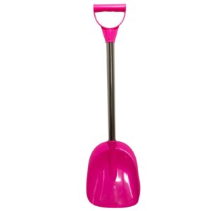 kid snow shovel with stainless steel handle, 23.2" durable shovel for snow removal, winter shovel with handle for digging sand and beach fun gift (hot pink)