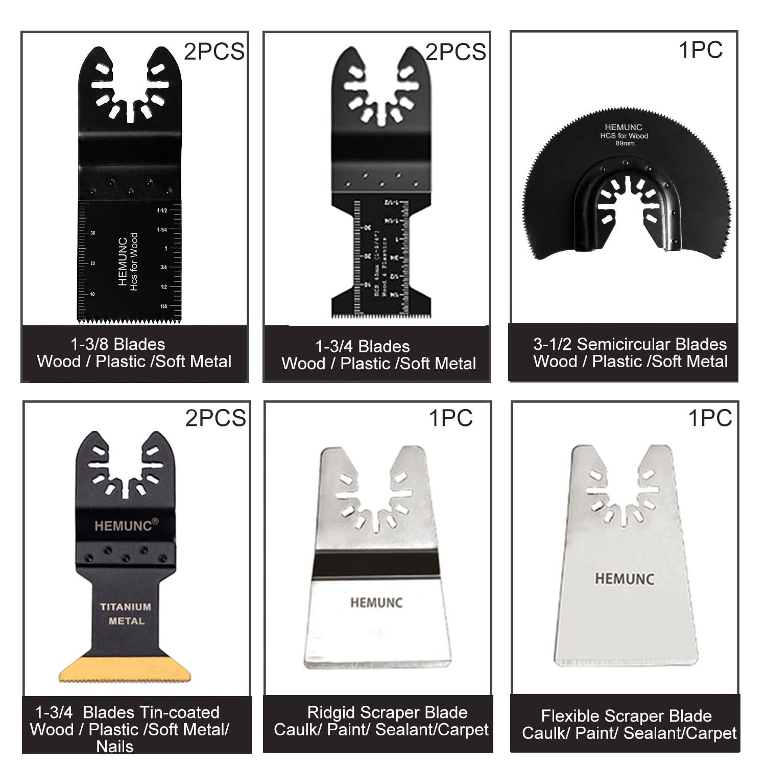 HEMUNC 118PC Oscillating Tool Blades, Oscillating Multitool Saw Blades Accessories Kit