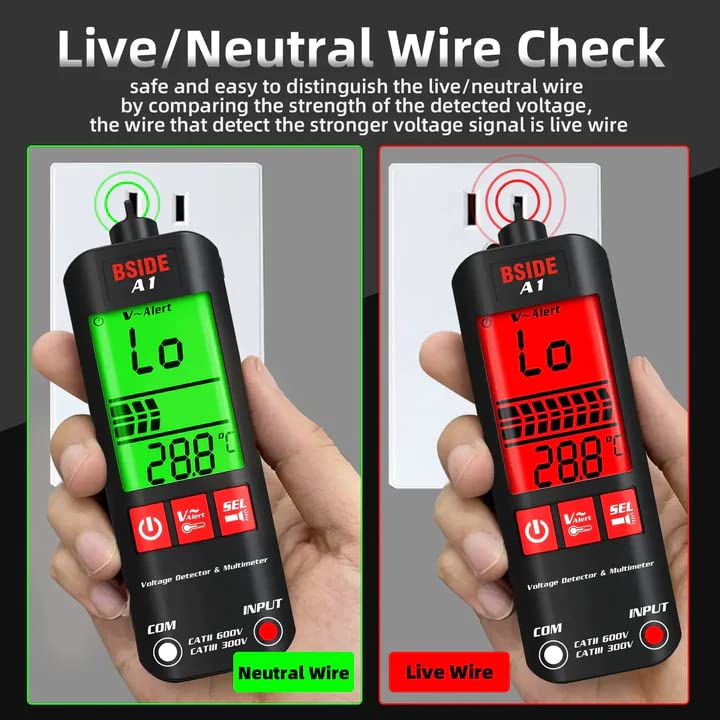 A1 Fully Automatic Anti-Burn Intelligent Digital Multimeter, Auto Senses The Zero and Fire Wires Fast Accurately Measures Voltage, Current, Conductor On/Off, Color Ring Resistance