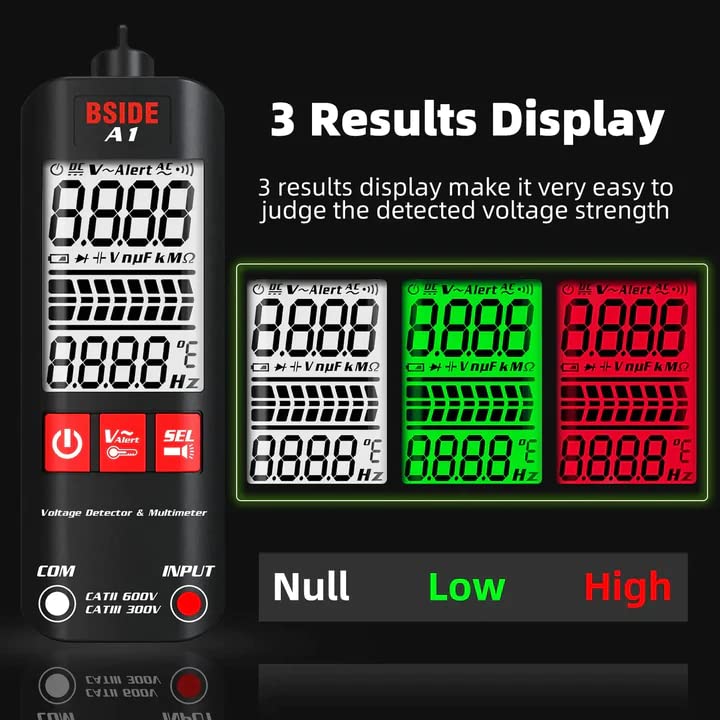 A1 Fully Automatic Anti-Burn Intelligent Digital Multimeter, Auto Senses The Zero and Fire Wires Fast Accurately Measures Voltage, Current, Conductor On/Off, Color Ring Resistance