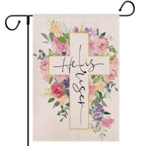 easter he is risen garden flag for outside 12x18 double sided - religious yard decor christian farmhouse holiday decorations spring floral garden flag