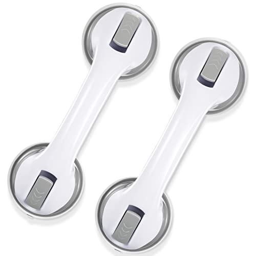 Grab Bars for Shower, 12 Inch Shower Handle Strong Suction Shower Grab Bar for Shower Chair Stool, Bathroom Safety Bar for Seniors, Elderly, Handicap (2 Pack)