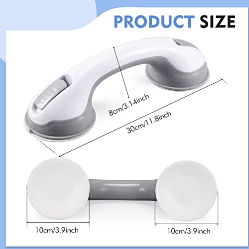 Grab Bars for Shower, 12 Inch Shower Handle Strong Suction Shower Grab Bar for Shower Chair Stool, Bathroom Safety Bar for Seniors, Elderly, Handicap (2 Pack)