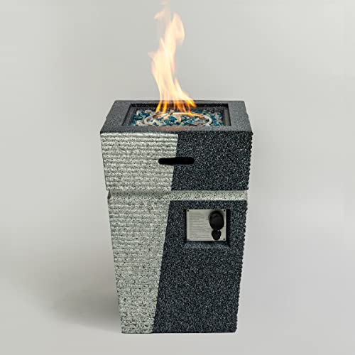 HomSof Outdoor Concrete Fire Pit Column Propane Fire Pit Patio Gas Fire Pit