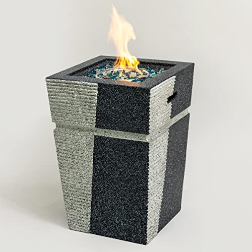 HomSof Outdoor Concrete Fire Pit Column Propane Fire Pit Patio Gas Fire Pit