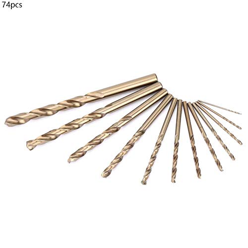 M35 Cobalt Drill Bit Set, 1.0-8.0mm 74pcs HSS-CO Twist Drill Bits High Speed Steel Metal Drill Bits for Hardened Metal, Cast Iron, Stainless Steel, Plastic and Wood