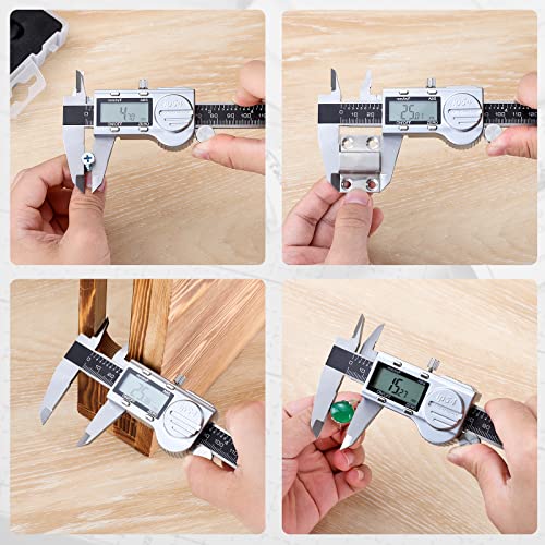 Raynesys Digital Caliper with Absolute Value Function 0-6" Inch/MM/Fraction Conversion, Stainless Steel Electronic Diameter Measuring Tool with Large LCD Screen, IP54 Waterproof Protection, Auto-Off