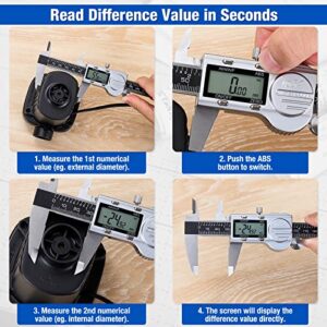 Raynesys Digital Caliper with Absolute Value Function 0-6" Inch/MM/Fraction Conversion, Stainless Steel Electronic Diameter Measuring Tool with Large LCD Screen, IP54 Waterproof Protection, Auto-Off