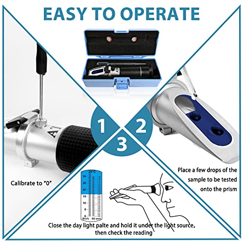 Brix Refractometer with ATC, Dual Scale - Specific Gravity & Brix, Hydrometer in Wine Making and Beer Brewing, Homebrew Kit